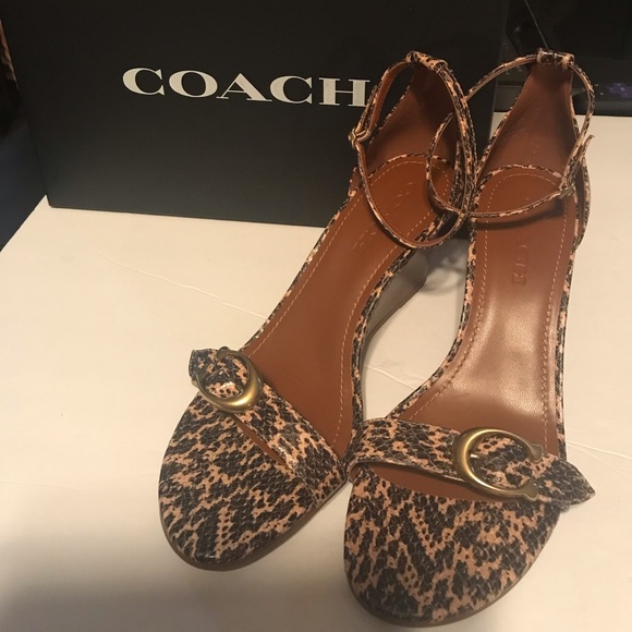 Coach Shoes - NIB never worn Coach animal print wedge heel sandals size 9